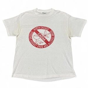 Vintage 80s CADAA drug abd alcohol abuse North Chicago graphic t-shirt
